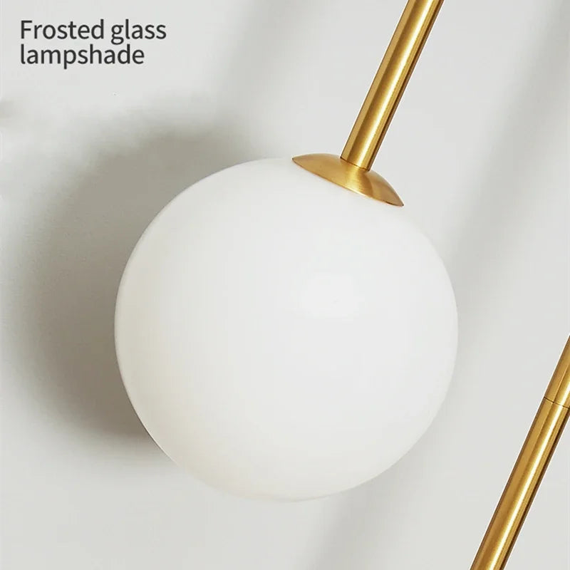 Axyaa Gold Iron Glass Ball LED Wall Lamp - Modern Bedroom Lighting