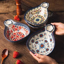 Axyaa Retro Floral Ceramic Dumpling Plate Set