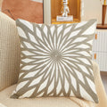 Axyaa Olive Green Yellow Floral Embroidery Pillow Cover 45x45cm Square Home Decoration