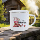 Axyaa Flamingo Pattern Enamel Mug Set for Camping and Picnic