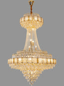 Axyaa Gold Crystal Chandelier: Luxe LED Hanging Lamp for Home Decor