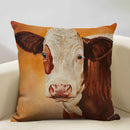 Axyaa Cattle and Sheep Cushion Cover for Home Decor - 45x45cm Linen Pillow