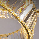 Axyaa Gold Crystal LED Chandelier with Remote for Living Room, Bedroom, Kitchen