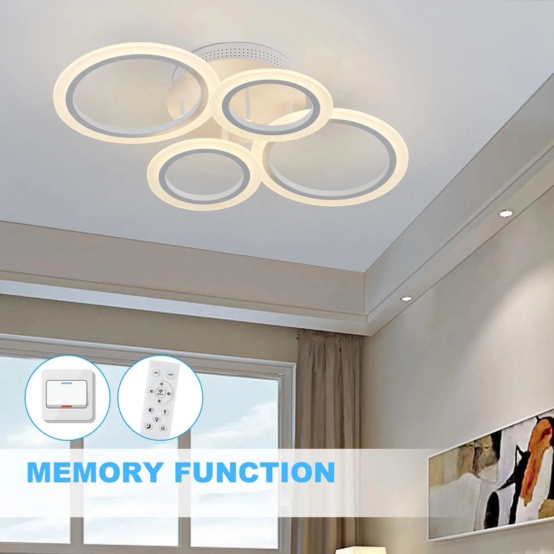Axyaa Acrylic Circle LED Chandelier Ceiling Light Fixture for Interior Dining Table