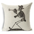 Axyaa Bone Cartoon Cushion Cover - Halloween Themed Decorative Pillow Case