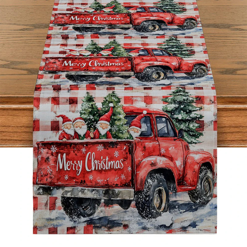 Axyaa Christmas Picard Dwarf Tree Table Runner for Festive Decor