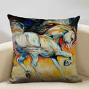 Axyaa Tropical Style Running Horses Pillowcase Home Decor Square Linen Animal Pillow Case