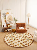 Axyaa Plush Retro Living Room Round Carpet: Soft Fluffy Rug for Bedroom & Cloakroom