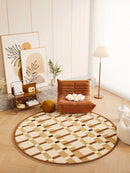 Axyaa Plush Retro Living Room Round Carpet: Soft Fluffy Rug for Bedroom & Cloakroom