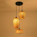 Axyaa Rattan Bamboo LED Pendant Light Chandelier for Home Kitchen Dining Room