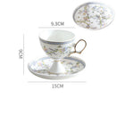 Axyaa Palace Relief Porcelain Coffee Cup & Saucer Set with Gold-Rimmed Milk Mug