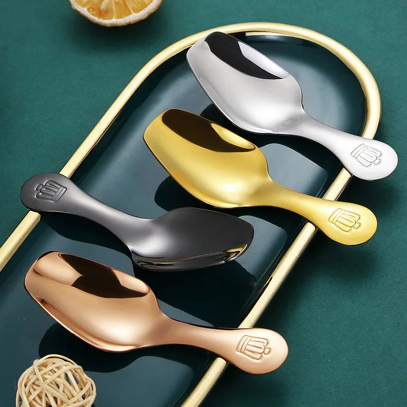 Axyaa Stainless Steel Short Handle Teaspoon Ice Cream Scoop Kitchen Tableware