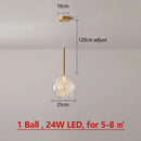 Axyaa Modern LED Glass Chandelier Gold Pendant Lighting for Home Decor