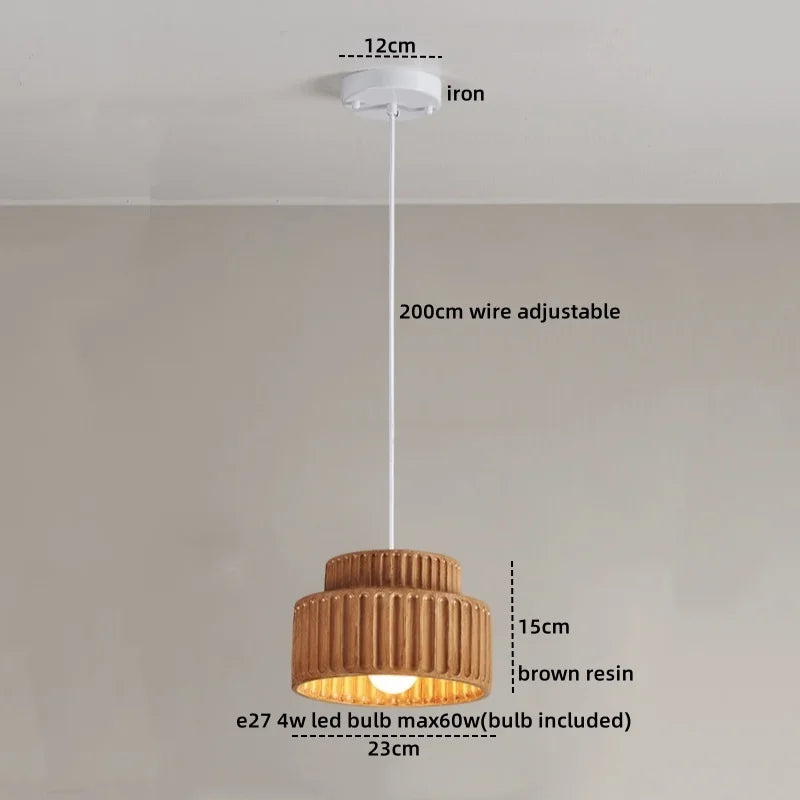 Axyaa Nordic LED Pendant Lamp Cream Resin Hanging Light Fixtures