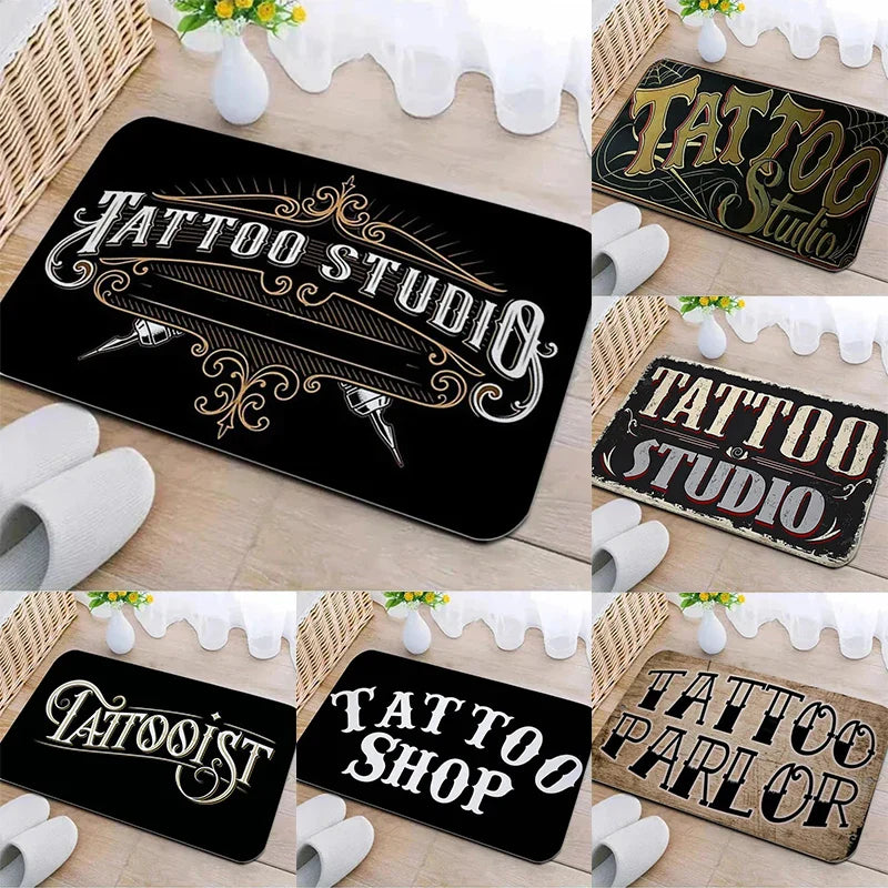 Axyaa Tattoo Shop Mat Indoor Welcome Door Mat Washable Non-Slip Absorbent Carpet