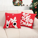 Axyaa Red Canvas Christmas Pillow Cover with Elk & Snowflake Embroidery
