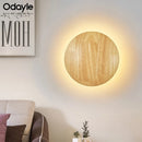Axyaa Wooden LED Wall Lamp: Modern Minimalist Circular Design for Home Decor