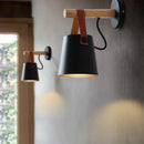 Axyaa Nordic Wooden Wall Light Black Modern E27 LED Sconce