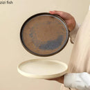 Axyaa Rust Glazed Ceramic Flat Steak Sushi Dessert Restaurant Plates
