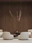 Axyaa Modern U-shaped Wooden LED Pendant Light for Kitchen, Dining, and Living Room