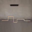 Axyaa Modern Aluminum LED Chandelier & Long Black Hanging Lamps for Dining Room