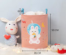 Axyaa Kids Cartoon Animals Laundry Basket - Foldable Toy Organizer & Storage Barrel