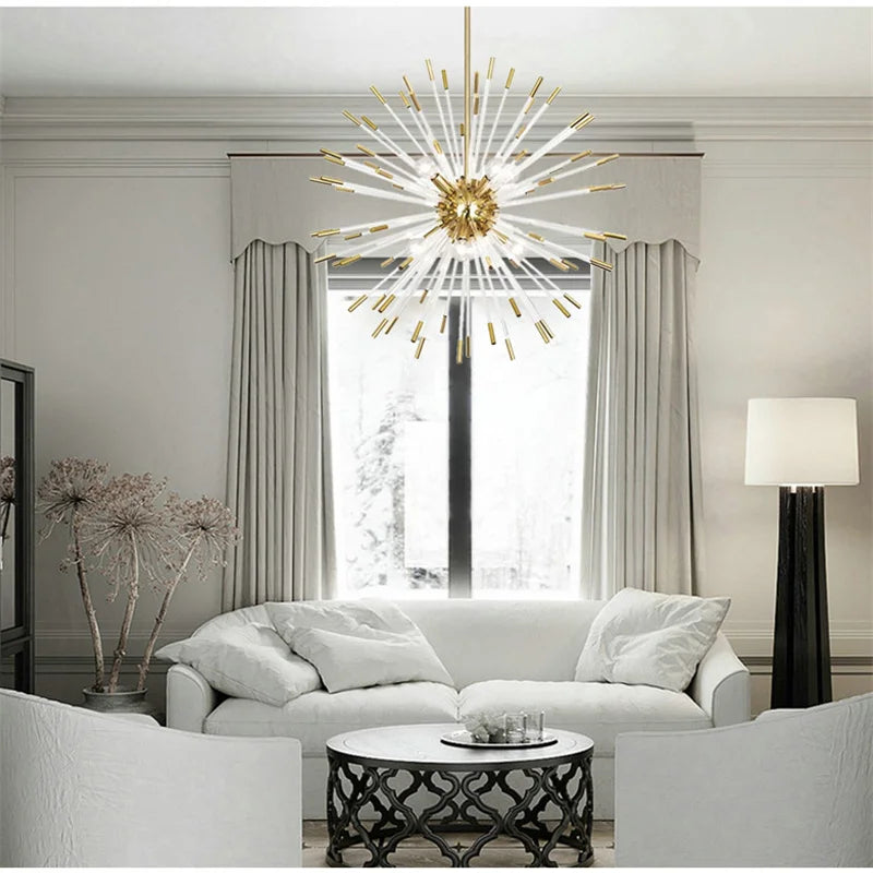 Axyaa Crystal Dandelion Ceiling Chandelier: Luxury LED Hanging Lamp for Living Room & Restaurant