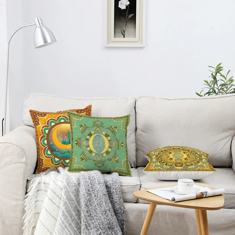 Axyaa Short Plush Moon Printed Cushion Cover 45x45cm for Home Sofa Decor