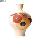 Axyaa Ceramic Vase with Artificial Fruits for Aesthetic Room Decor