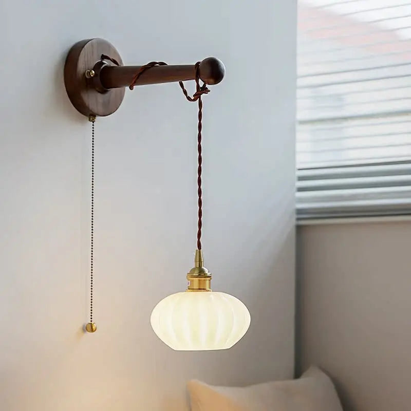 Axyaa White Pumpkin Glass LED Wall Light for Home Lighting Fixture