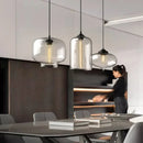 Axyaa Black Glass Cluster Chandelier, Adjustable 3-Light Pendant for Kitchen Island, Dining
