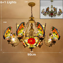 Axyaa Butterfly Design Stained Glass Chandelier - Colorful Lighting for Home and Business