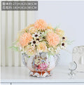 Axyaa Ceramic Vase & Flower Arrangement Set - Home Decor Crafts