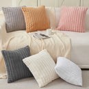 Axyaa Striped Faux Rabbit Fur Pillowcase Cojines - Modern Nordic Solid Color
