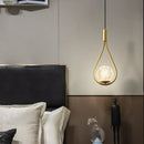 Axyaa Gold lron LED Pendant Lamp with Glass Ball Water Drops for Bedroom Lighting