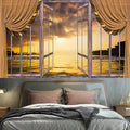 Axyaa 3D Window Scenery Tapestry Room Decoration Wall Hanging Art Background
