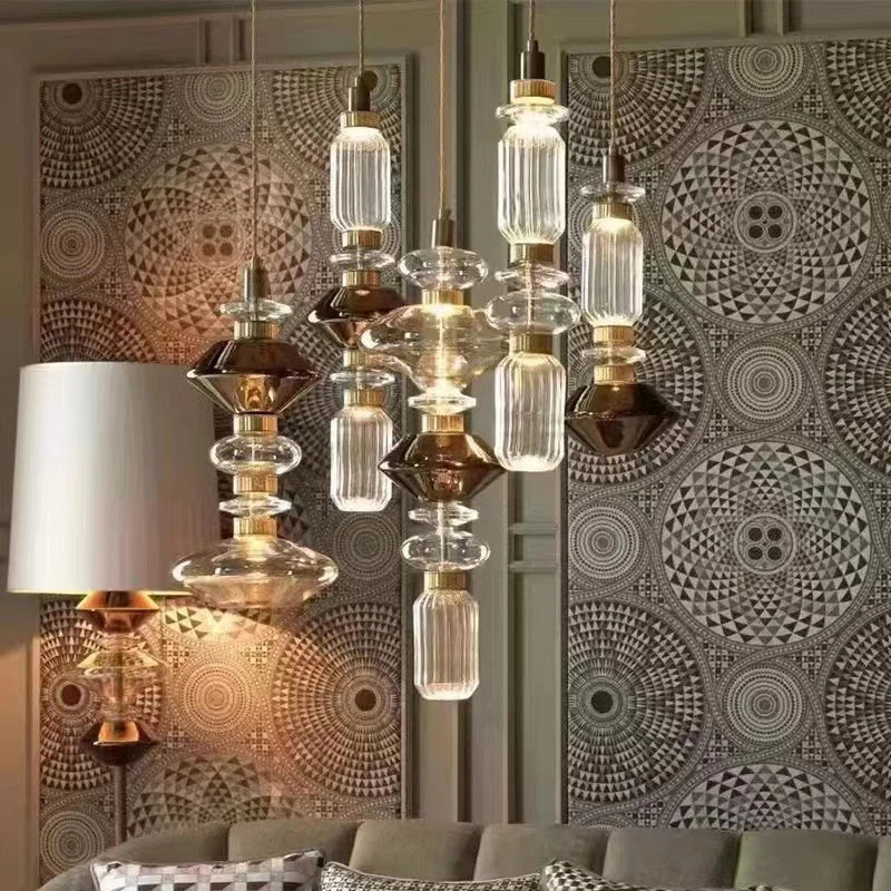 Axyaa Nordic Designer Stained Glass Chandelier for Living Room and Bedroom Decor