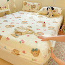 Axyaa Polka Dot Printed Milk Fleece Fitted Sheet - Thermal Mattress Cover
