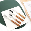 Axyaa 12Pcs Wood Handle Silver Forks Set, Stainless Steel Flatware Dinnerware