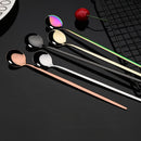 Axyaa Stainless Steel Rose Gold Long Handle Ice Tea Coffee Stir Spoon Set