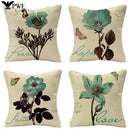 Axyaa Floral Linen Cushion Cover 45*45cm for Home Decor