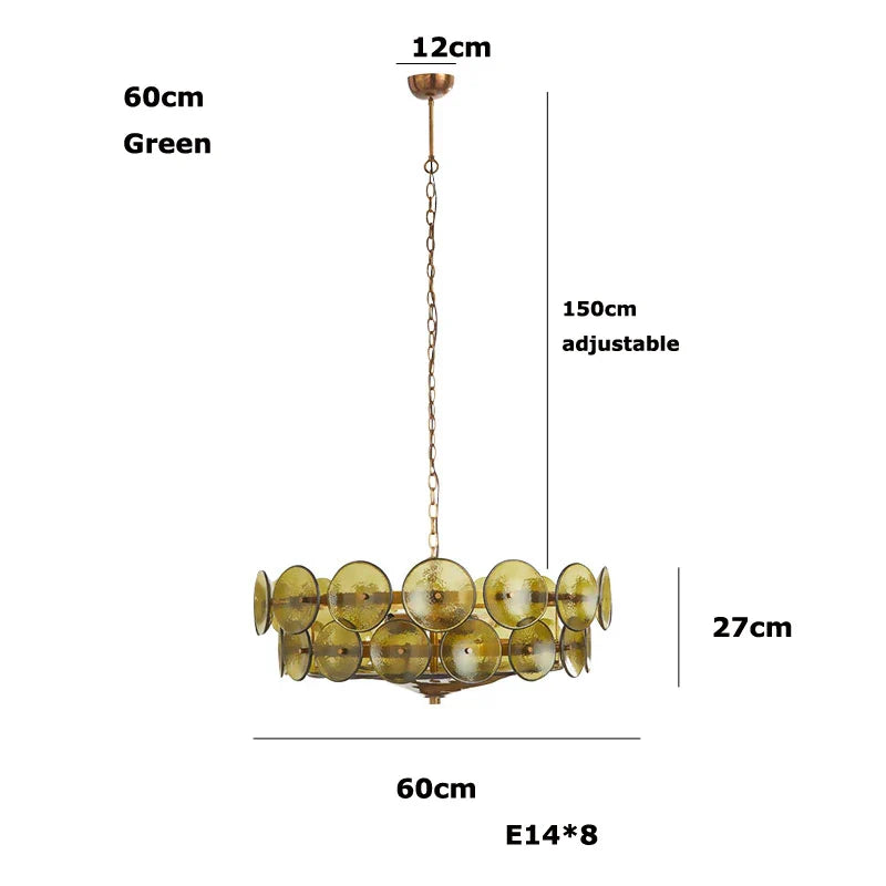 Axyaa Retro Glass Chandelier, Designer Colored Glass Pendant Light for Living Room