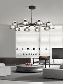 Axyaa Minimalist Glass LED Chandelier for Living Room, Restaurant, Kitchen, Bedroom - Dimmable Lighting