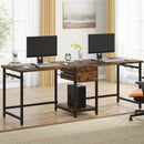 Axyaa Two Person Computer Desk with Drawers & Shelves, 78.74’’ Long Gaming Table
