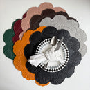Axyaa Flower-Shaped Black Faux Leather Placemats Set for Home, Hotel, Restaurant & Christmas