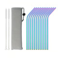 Axyaa Stainless Steel Reusable Metal Drinking Straws Set with Cleaner Brush