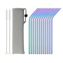 Axyaa Stainless Steel Reusable Metal Drinking Straws Set with Cleaner Brush