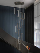 Axyaa Modern Copper Square Pendant Chandelier Gold LED Loft Indoor Lighting