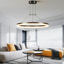 Axyaa Modern Black White Rings LED Pendant Chandelier for Living Room Bedroom Dining Kitchen