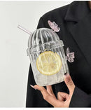 Axyaa Butterfly Glass Cup: Transparent Sphere Tea Girl Cup, High Aesthetic & Heat-resistant